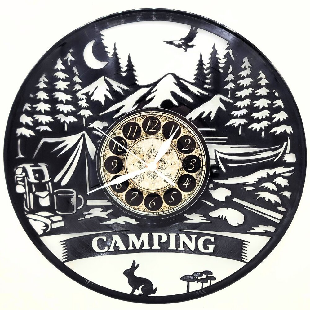 Fishing vinyl record clock